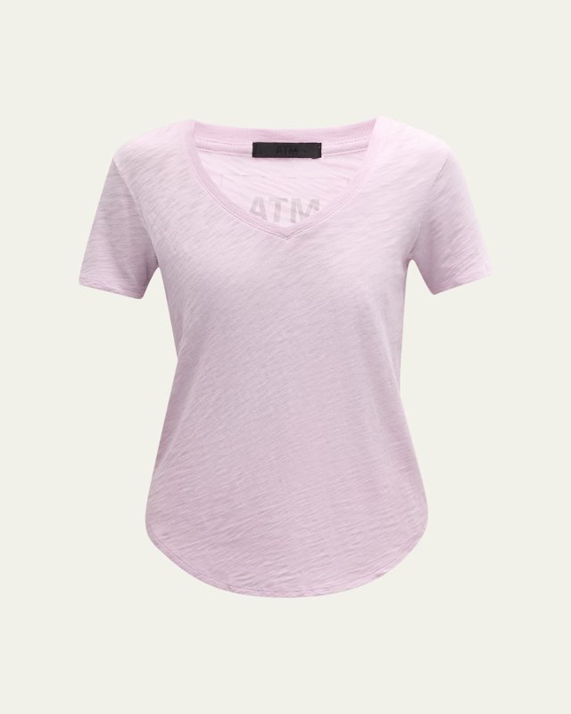 Short-Sleeve V-Neck Slub Jersey T